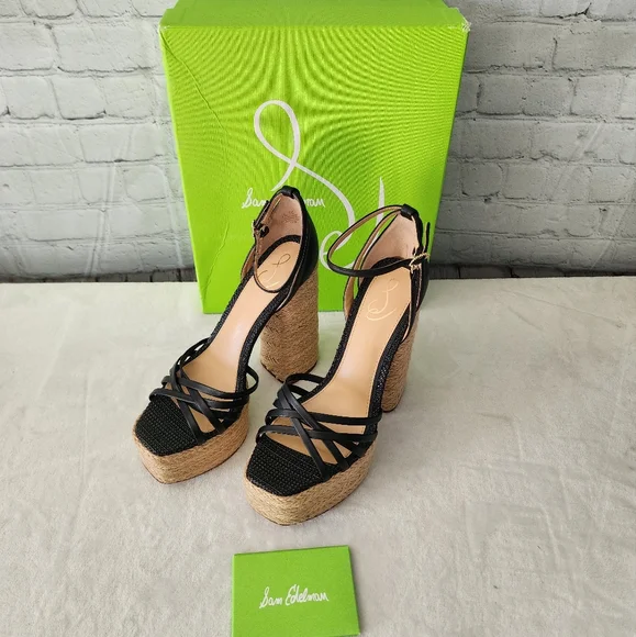 Sam Edelman Kade Leather Espadrille Strappy Platform Heels - Picture 2 of 12